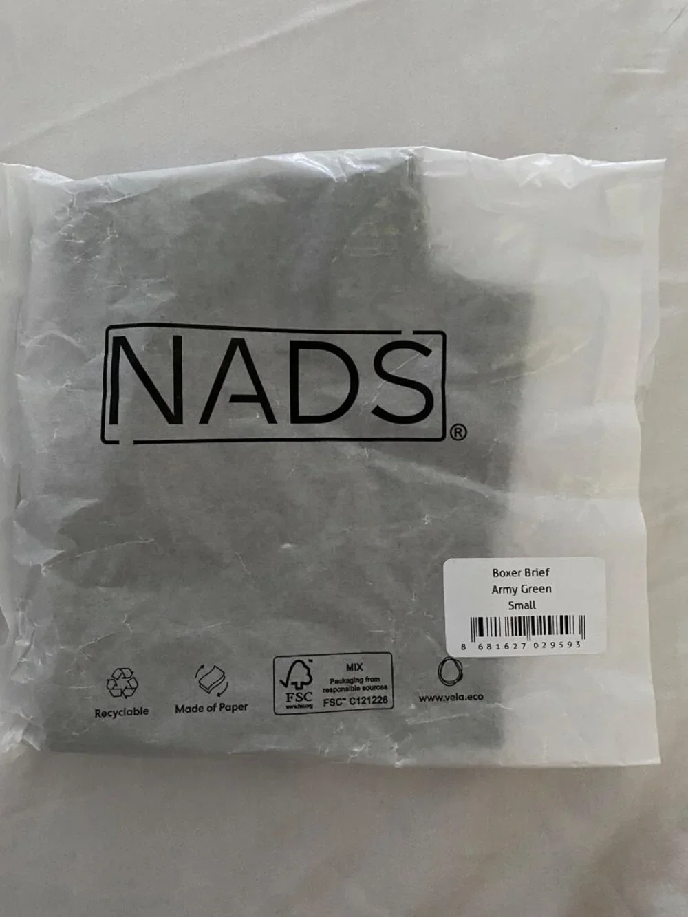NADS Mens Boxer Brief Army Green Small Breathable Stretch Fabric nwt